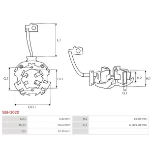 Porte-balais de démarreur pour VALEO TS12ER20, TS12ER22, TS12ER25