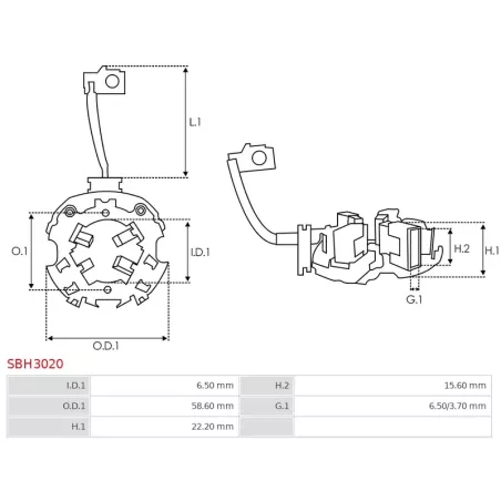 Porte-balais de démarreur pour VALEO TS12ER20, TS12ER22, TS12ER25