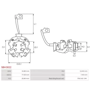 Porte-balais de démarreur pour VALEO D7RS130, D7RS30