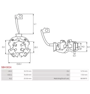 Porte-balais de démarreur pour VALEO ESW20E26, ESW20ER121, ESW20ER123,