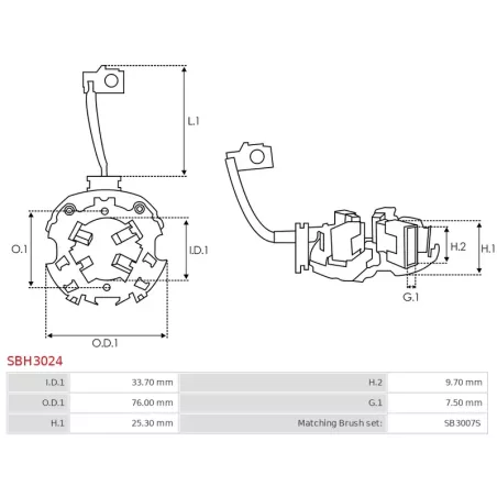 Porte-balais de démarreur pour VALEO ESW20E26, ESW20ER121, ESW20ER123, ESW20ER25