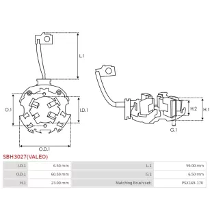 Porte-balais de démarreur pour VALEO 438238, 458225, TS12E30, TS12ER25