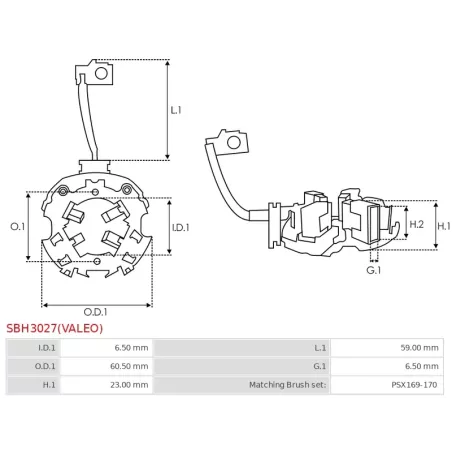 Porte-balais de démarreur pour VALEO 438238, 458225, TS12E30, TS12ER25