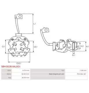 Porte-balais de démarreur pour VALEO TS1277, TS12E901, TS12E902, TS12E