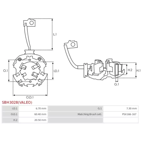 Porte-balais de démarreur pour VALEO TS1277, TS12E901, TS12E902, TS12E9B