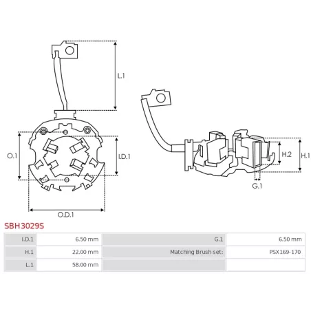 Porte-balais de démarreur pour VALEO 458375, D6G1, D6G3, D6G32, D6G321