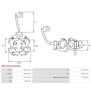 Porte-balais de démarreur pour VALEO D7E22, D7E23, D7E27, D7E38, D7E4