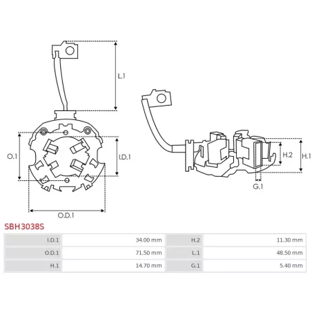 Porte-balais de démarreur pour VALEO TM000A27301, TM000A27601, TM000A31001, TM000A37001