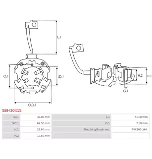 Porte-balais de démarreur pour VALEO TS18E1, TS18E3, TS18ER121, TS18ER