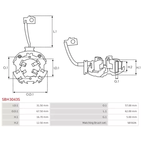 Porte-balais de démarreur pour VALEO TM000A37901