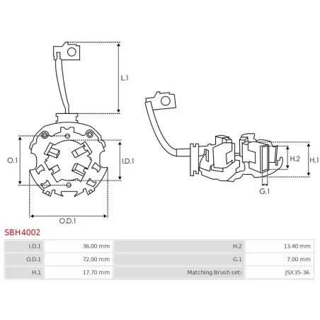 Porte-balais de démarreur pour MAGNETI MARELLI 63103023, 63103024, 63103025, 63103026