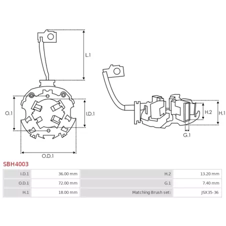 Porte-balais de démarreur pour MAGNETI MARELLI 63192000, 63222831, 63222832, 63222833