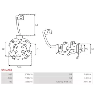 Porte-balais de démarreur pour MAGNETI MARELLI 63101015, 63101018, 631