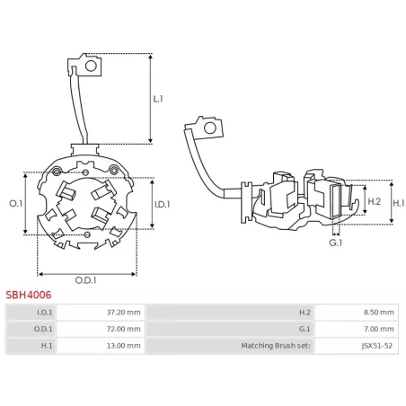 Porte-balais de démarreur pour MAGNETI MARELLI 63101015, 63101018, 63102018, 63102020