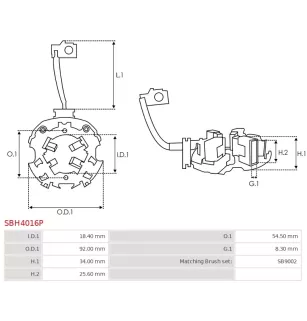 Porte-balais de démarreur pour MAGNETI MARELLI 63216703, 63216704, 632