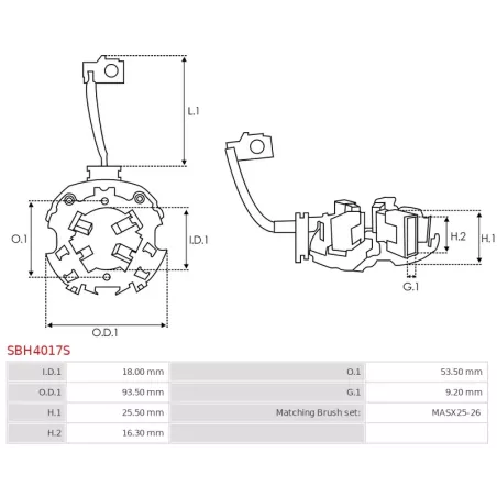 Porte-balais de démarreur pour MAGNETI MARELLI 63217154, 63217156, 63217158, 63217163