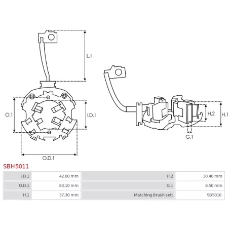 Porte-balais de démarreur pour MITSUBISHI M009T82171, M009T82571, M9T80472, M9T80473