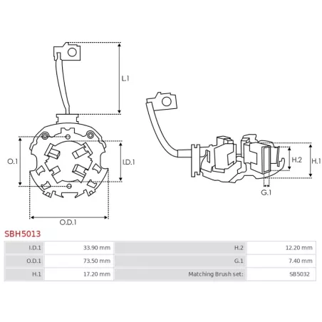 Porte-balais de démarreur pour MITSUBISHI M8T85271, M8T85271B, M8T85371, M8T85471