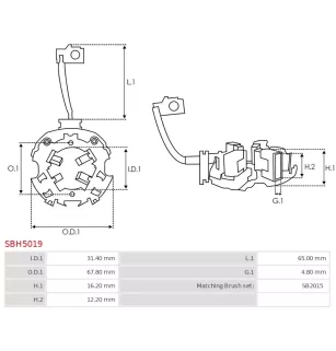 Porte-balais de démarreur pour MITSUBISHI M001T85981, M0T20872, M0T70281, M0T70481