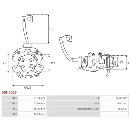 Porte-balais de démarreur pour MITSUBISHI M001T85981, M0T20872, M0T70281, M0T70481