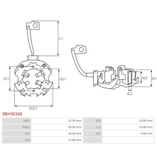 Porte-balais de démarreur pour MITSUBISHI M0T31671, M0T32071, M0T32071ZC, M0T32271