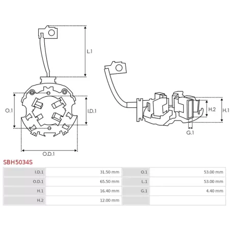 Porte-balais de démarreur pour MITSUBISHI M0T31671, M0T32071, M0T32071ZC, M0T32271