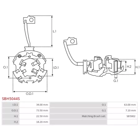 Porte-balais de démarreur pour MITSUBISHI M002T54881, M002T54882, M002T55571, M002T55871