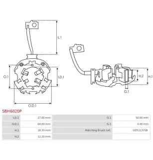 Porte-balais de démarreur pour DENSO 4280007200, 4280007210, 428000790