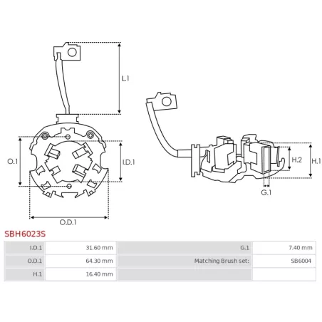 Porte-balais de démarreur pour DENSO 1280008320, 1280008321, 1280008322, 1280008400