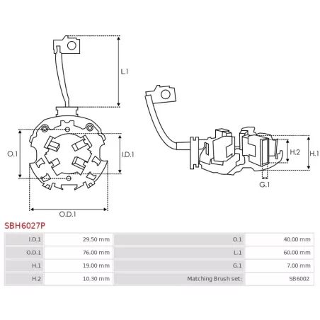 Porte-balais de démarreur pour DENSO 0280006380, 0280006381, 0280006382, 0280006383