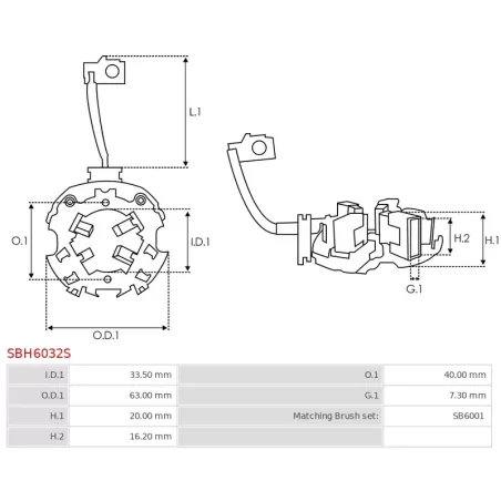 Porte-balais de démarreur pour DENSO 0280006031, 0280006300, 0280006361, 0280006362