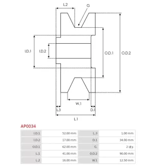 Poulie d’alternateur AS-PL UD10342AP, BOSCH F00M991198
