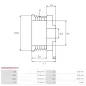 Poulie d’alternateur AS-PL UD806656(BOSCH)AP, BOSCH 1986AE0463, F00M991007, F00M991160, CARGO 231715, OPEL 1204410, 9118145