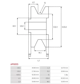 Poulie d’alternateur AS-PL UD40940AP pour BOSCH 0120488187