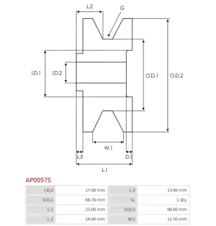 Poulie d’alternateur  AS-PL UD02915AP pour BOSCH 0120488277