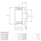 Poulie d’alternateur AS-PL UD801243(BOSCH)AP, BOSCH F00M391102, CARGO 335900, MERCEDES 2721550515, A2721550515, KRAUF APB1102