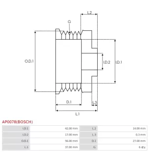 Poulie d’alternateur AS-PL UD18289AP, BOSCH 1986AE0461, F00M991358