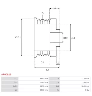 Poulie d’alternateur AS-PL UD21141AP, KRAUF APB1044