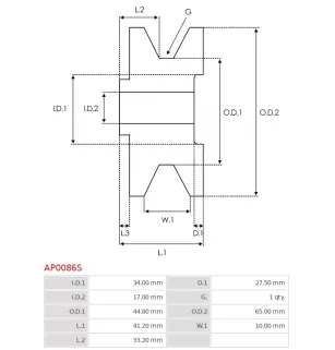 Poulie d’alternateur AS-PL UD52222AP pour AS-PL A0247
