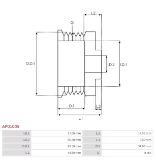 Poulie d’alternateur AS-PL UD46602AP pour BOSCH 0124655075
