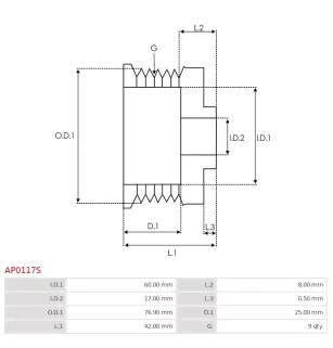 Poulie d’alternateur AS-PL UD51769AP, BOSCH F00M061015, CARGO 335146, MERCEDES 0011553315, A0011553315, KRAUF APB1015