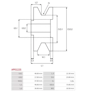 Poulie d’alternateur Remplace pour AS-PL UD53696AP