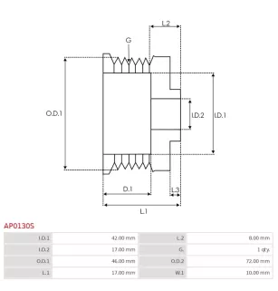 Poulie d’alternateur AS-PL UD46667AP pour BOSCH 0120339514