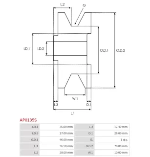 Poulie d’alternateur AS-PL UD51682AP pour AS-PL A0246