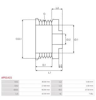 Poulie d’alternateur AS-PL UD51522AP pour AS-PL A0165