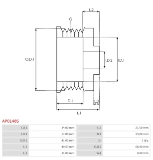 Poulie d’alternateur AS-PL UD51579AP pour BOSCH 0120469722