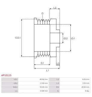 Poulie d’alternateur AS-PL UD46554AP, KRAUF ADP1011