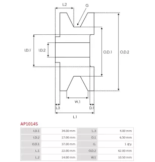 Poulie d’alternateur AS-PL UD52031AP pour DELCO 3493273, AS-PL A1009