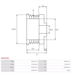 Poulie d’alternateur AS-PL UD47450AP pour OPEL 13579667, AS-PL A1027
