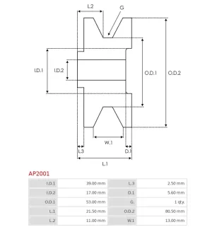 Poulie d’alternateur CARGO 136117, HITACHI L160-25001, L160-45003, L170-95001, L170G-25001, NISSAN 23150-57J00, 23150-W1707